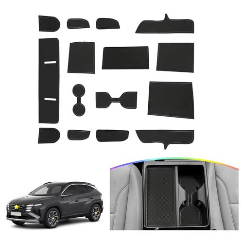 SKTU Door Slot Mat for 2025 2026 Hyundai Tucson Accessories Door Groove Gate Pad 15Pcs Fit 2025 2026 Hyundai Tucson Limited Door Compartment Cup Console Liners Tucson Hybrid Floor Liners (Black) - Image 2