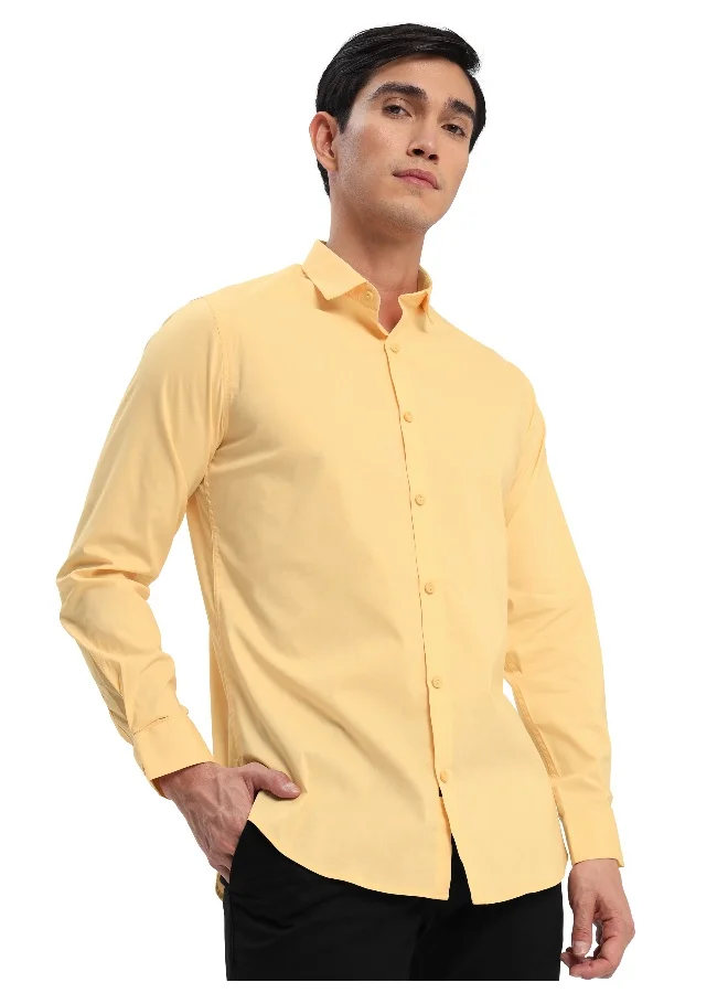 Beyoung Pale Yellow- Plain Cotton Shirts