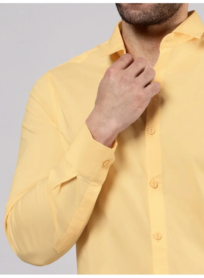 Beyoung Pale Yellow- Plain Cotton Shirts
