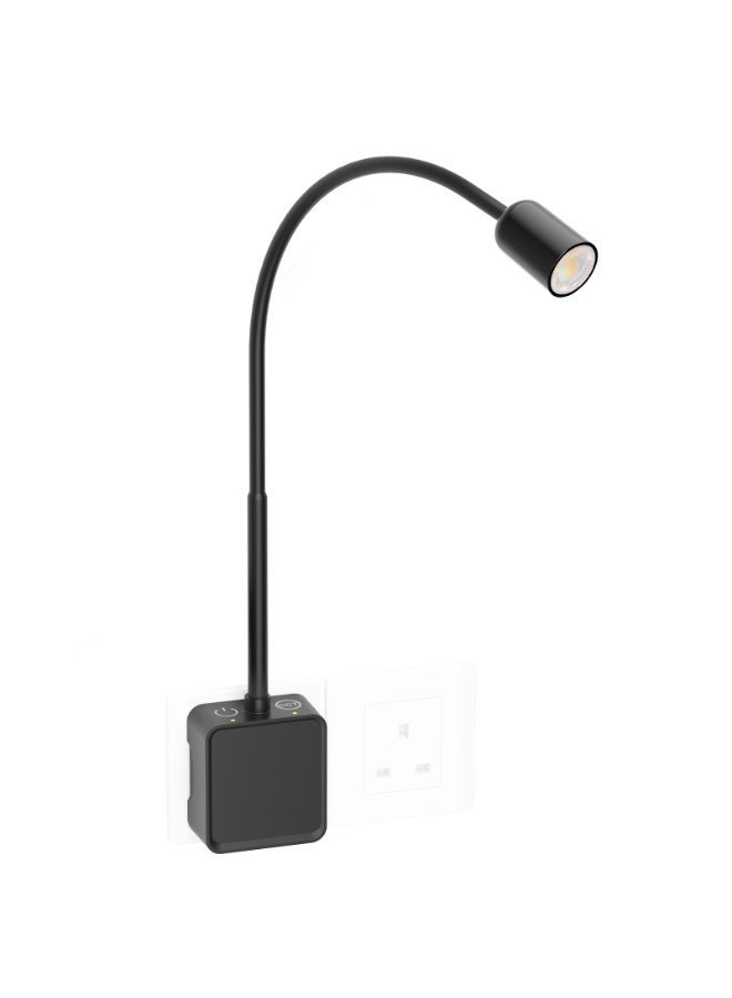 PRINCEWAY Plug In LED Wall Reading Light for Books in Bed, Dimmable LED Black Flexible Bedside Wall Lamp with Power Plug, Two Touch Switches, 3 Lighting Color Modes, 50° Spot Light Angle - Image 2