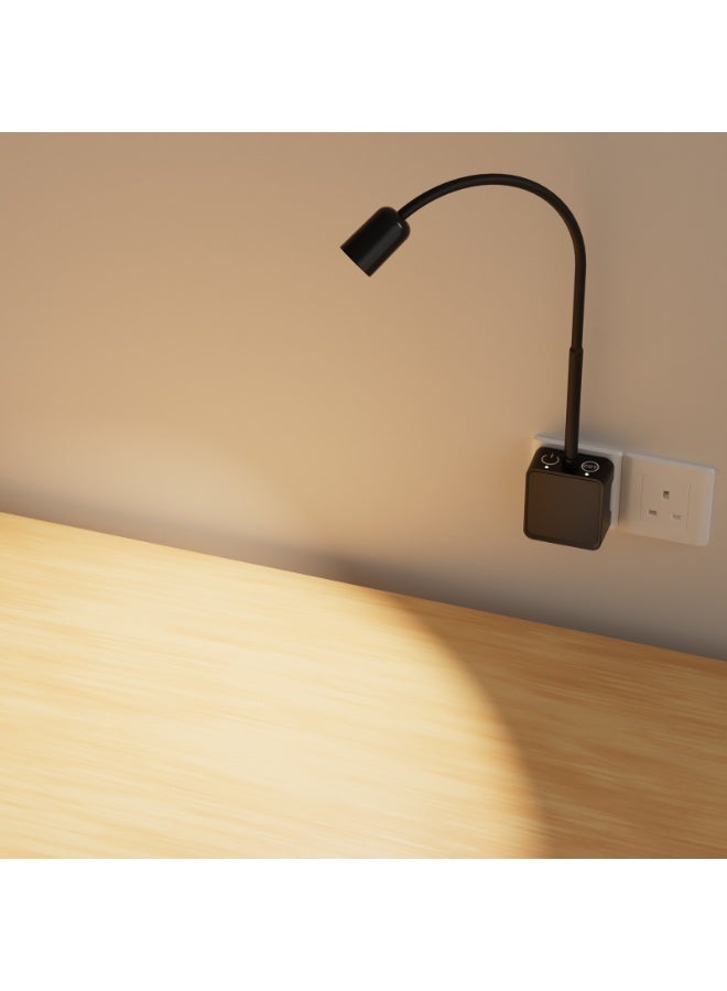 PRINCEWAY Plug In LED Wall Reading Light for Books in Bed, Dimmable LED Black Flexible Bedside Wall Lamp with Power Plug, Two Touch Switches, 3 Lighting Color Modes, 50° Spot Light Angle - Image 1