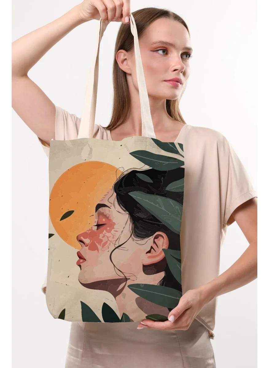 Çınar Bez Çanta Canvas Minimal Women's Printed Tote Bag