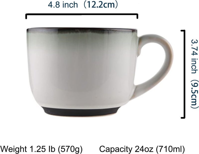 Sicaluya Extra Large Oatmeal Porcelain Mug with Handle  24 OZ Wide Coffee Mug Microwave and Dishwasher Safe Breakfast Cup and Soup Bowl Ceramic Mug for Milk Tea Fruit Ice Cream - Image 4
