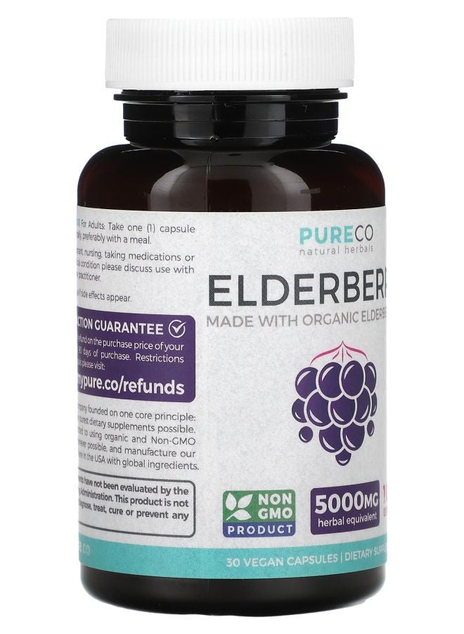 PURE CO Elderberry 5000 mg 30 Vegan Capsules - Image 2