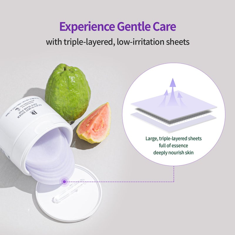 BENTON Guava 70 Skin Toner Face Mask Pad Moisturizer Hyaluronic Acid Soothing Calming Relief Pore Care for Dry Sensitive, All Skin Types Dewy Luminous Skin, Non-Drying Toner Pads, Korean Skin Care - Image 5