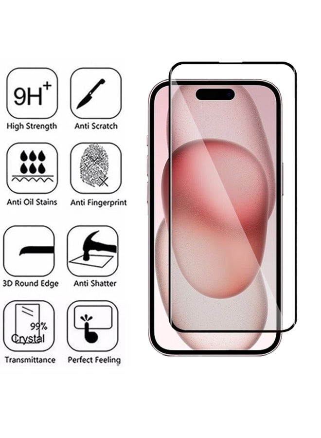واقي شاشة Apple iPhone 15 - زجاج مقوى ممتاز من الحافة إلى الحافة، شفافية عالية، لمسة دقيقة، مضاد للانفجار، حواف مقوسة ناعمة، تركيب سهل - Image 2