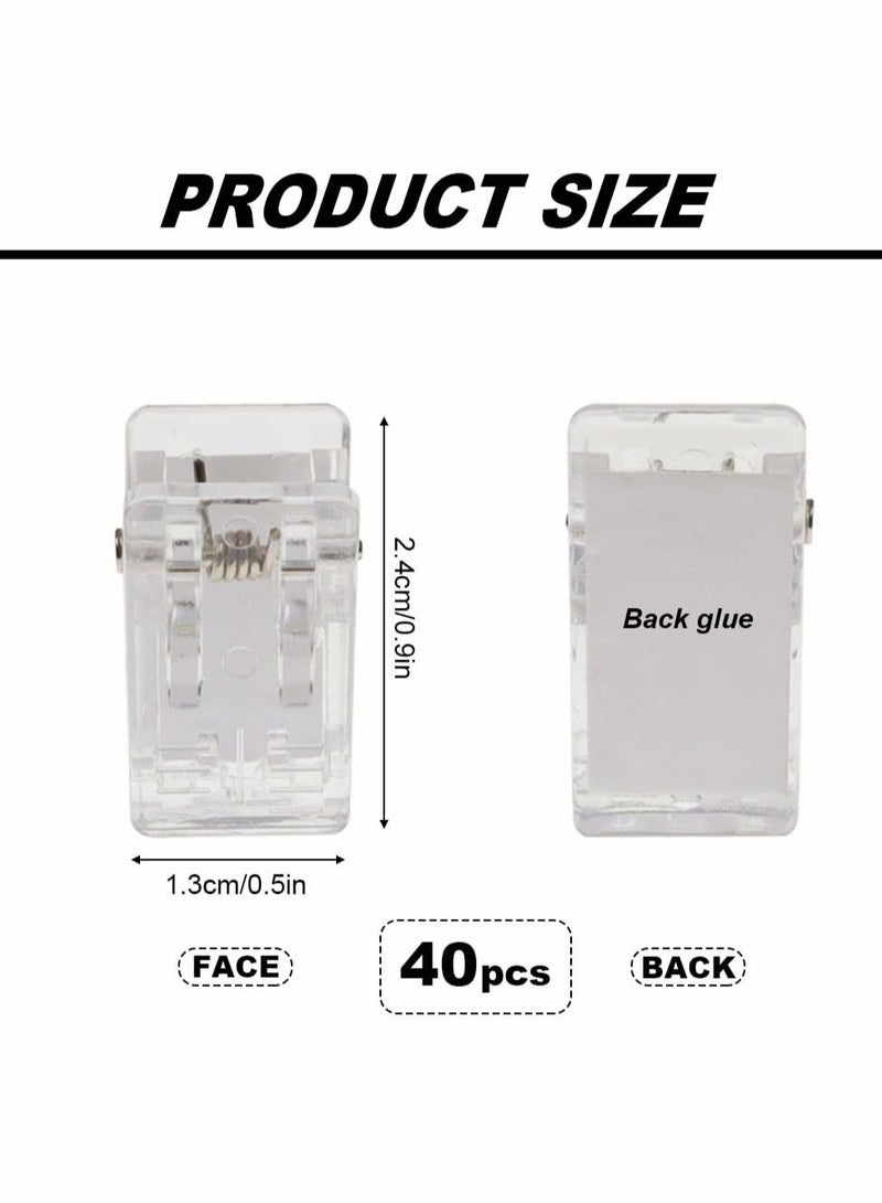 Captaintech Self-Adhesive Clips, Sticky Spring Clips, Tapestry Plastic Wall Clips, Double-Sided Adhesive Spring Clips for Photo Poster 40 Pieces - Image 2