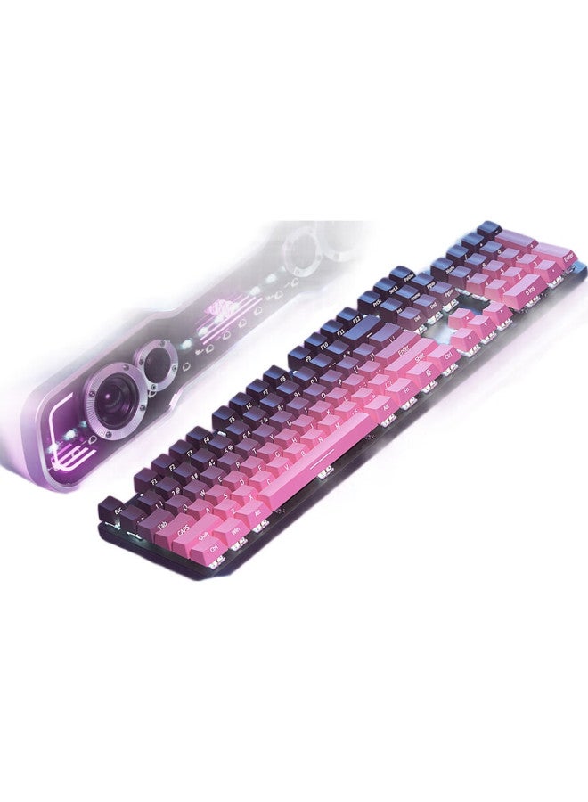 Hp Mechanical Keyboard For Office E-Sports Gaming Wired For Desktops Laptops Side Engraved Gradient Blackberry Pink White Red Axis 104 Keys - Image 3