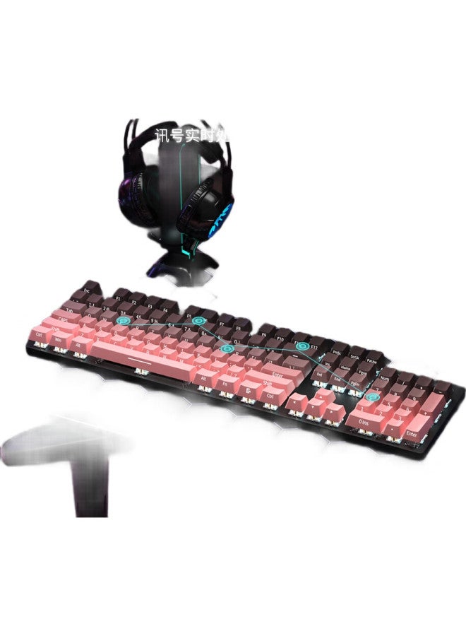 Hp Mechanical Keyboard For Office E-Sports Gaming Wired For Desktops Laptops Side Engraved Gradient Blackberry Pink White Red Axis 104 Keys - Image 1