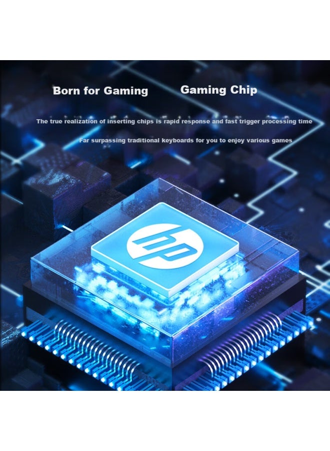 HP لوحة مفاتيح ميكانيكية من Hp للمكتب وألعاب الرياضات الإلكترونية سلكية لأجهزة الكمبيوتر المكتبية والمحمولة مزينة من الجانبين بتدرج اللون الأسود والتوتي والوردي والأحمر 104 مفاتيح - Image 4