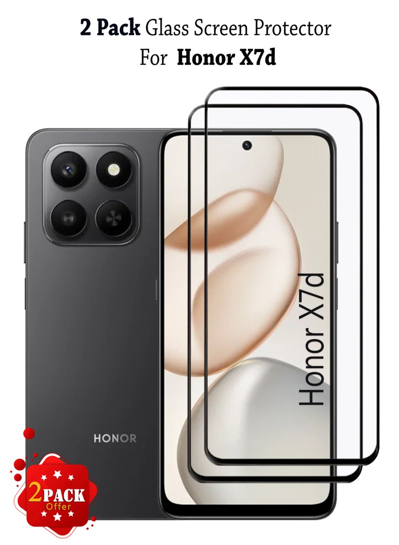 2 Pack Honor X7d Screen Protector | Tempered Glass Compatible with Honor X7d | Screen Protector Full HD Quality Tempered Glass Anti-Scratch Edge to Edge Coverage with Easy Installation Kit - Black - Image 1