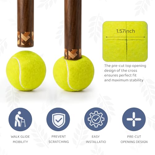 ANCKNE Walker Tennis Balls Precut Tennis Balls for Walkers 4PCS Walkers Legs Universal Precut Glide Balls, Heavy Duty Long Lasting Felt Pad Glide Coverings for Floor Protection (Yellow) - Image 2