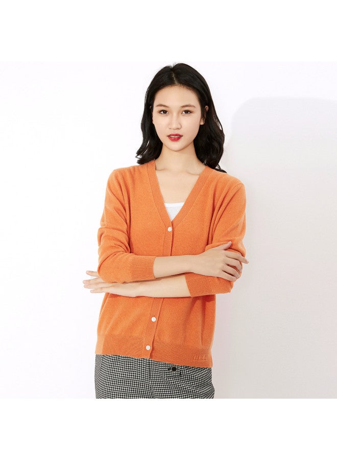 Hengyuanxiang Solid Color Rhinestone Pure Wool V-Neck Knitted Cardigan Warm Wool Cardigan Coat - Image 4