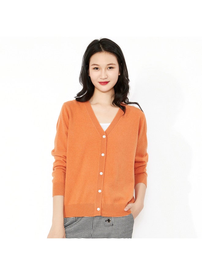 Hengyuanxiang Solid Color Rhinestone Pure Wool V-Neck Knitted Cardigan Warm Wool Cardigan Coat - Image 2