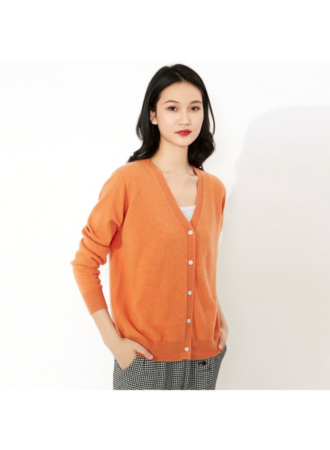 Hengyuanxiang Solid Color Rhinestone Pure Wool V-Neck Knitted Cardigan Warm Wool Cardigan Coat - Image 3