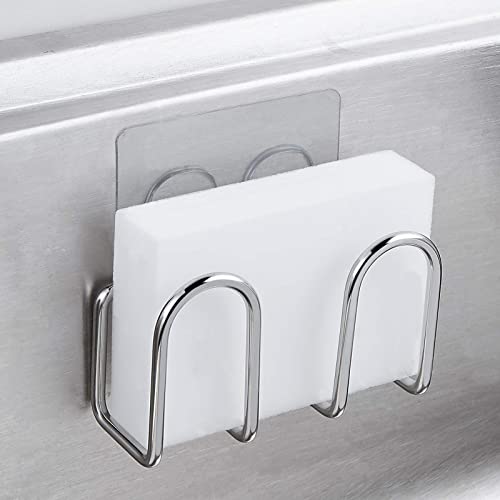 KESOL Kitchen Sponge Holder | Sink Caddy for Sponges, Scrubbers, Soap. No Drilling, Adhesive, Rustproof SUS304 Stainless Steel, Compact Kitchen Sink Accessories - Image 1