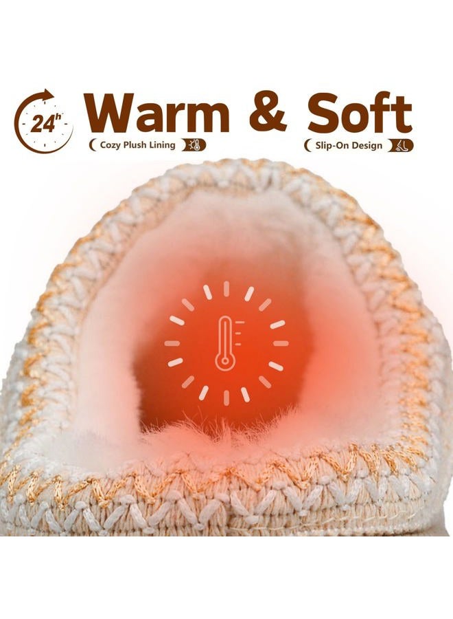 BERANMEY Plush Platform Slippers for Women & Men - Cozy Non-Slip Sole,Warm Fuzzy Lined House Shoes for Indoor Outdoor Short Ankle Slippers, Khaki, 9.5-10 Women/8.5-9 Men - Image 4