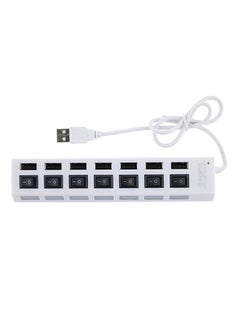 نيبمينينت موزع بسبعة منافذ USB 2.0 مع مفتاح تشغيل وإطفاء أبيض 