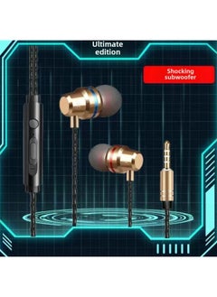 Generic In-ear Headphones For OPPO Huawei Xiaomi Vivo Apple Gaming Headphone Cord Earbuds Headset Wired Headphones-Colour:Upgraded Version (local Gold) Line Control + Microphone + Tuning - (round Head) Noble Thousand Yuan Sound Quality - 2 Pack  - Image 1