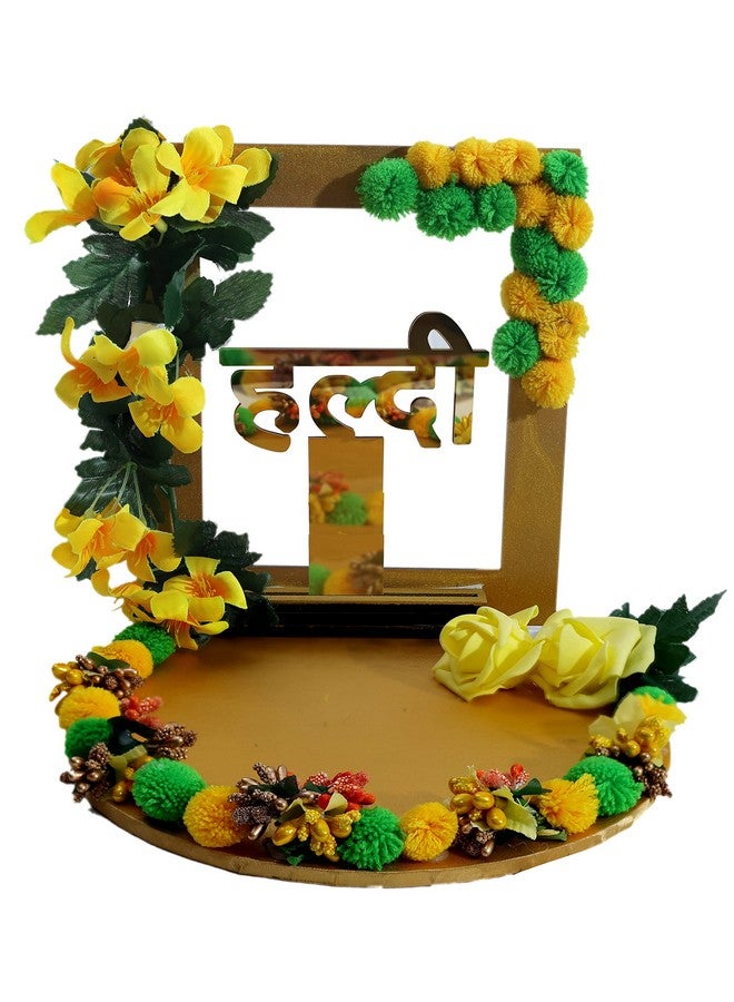 THE BRIDE MADE Wood Decorative Haldi Mehndi Platter, 10X10X8 Inches, Handmade For Wedding Celebrations (Regular) - Image 2