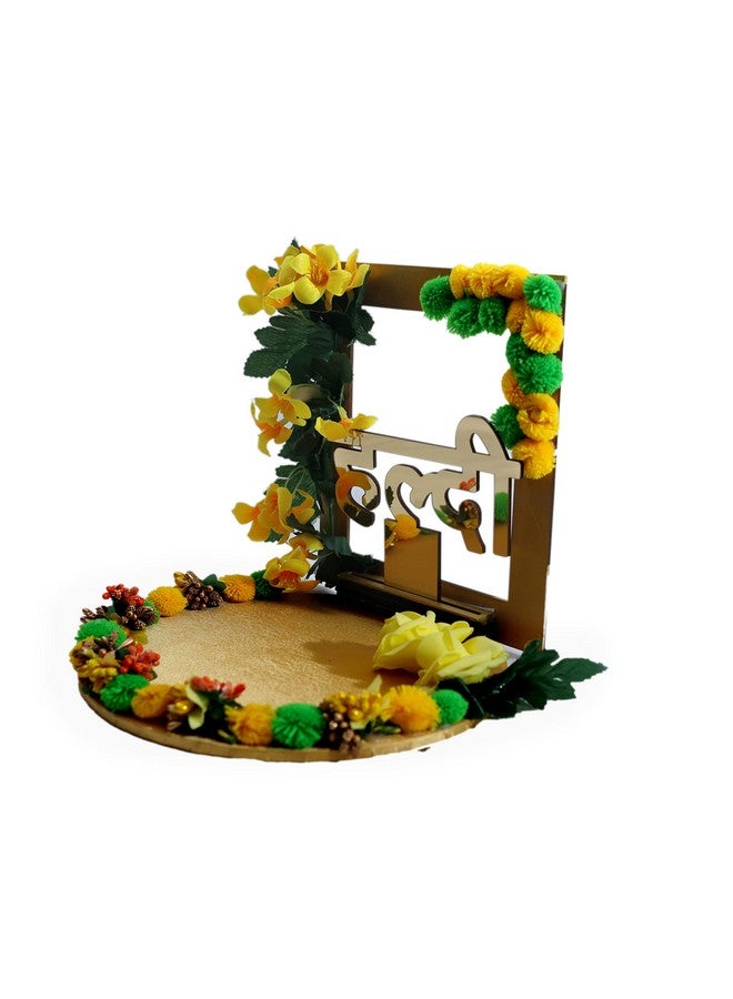 THE BRIDE MADE Wood Decorative Haldi Mehndi Platter, 10X10X8 Inches, Handmade For Wedding Celebrations (Regular) - Image 4