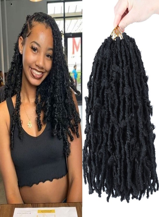 LMZIM 6 Packs 12 Inch Butterfly Faux Locs Crochet Hair for Black Women Distressed Faux Locs Pre looped Pre-twisted Braids (12 inch 6 pack, 1b) - Image 1