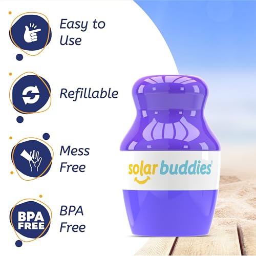 Solar Buddies Sunscreen Applicator - Single Purple - Refillable Roll on Sponge Sunscreen, Suncream & Lotion Applicator For Kids, Adults & Families - Holds 3.4fl oz, Perfect Size for Travel - Image 3