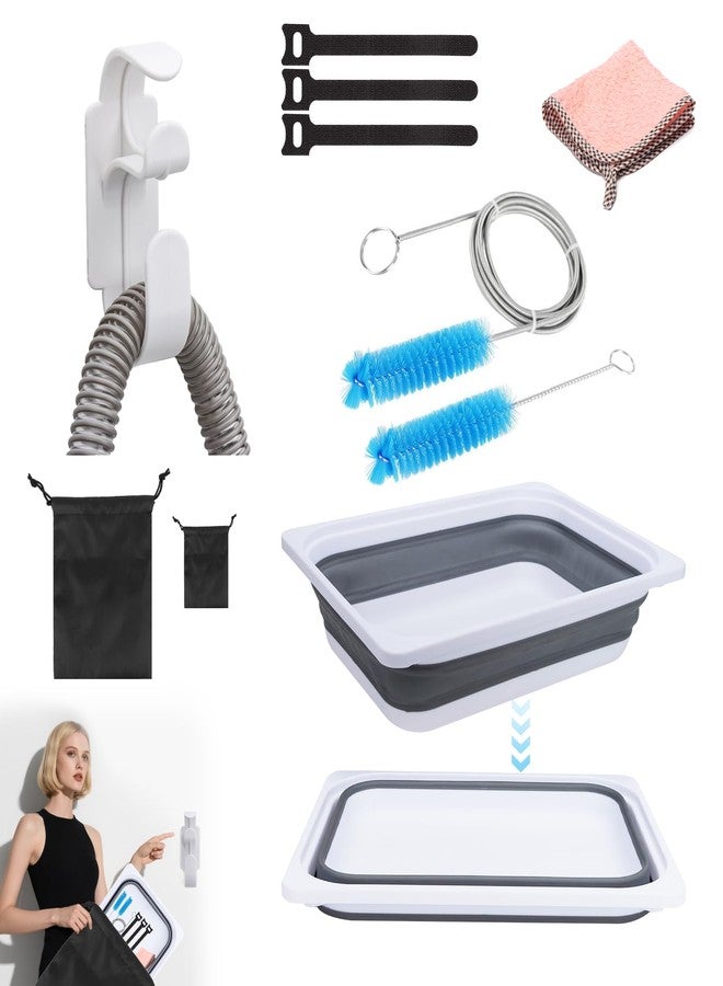XGKHOM Upgraded CPAP Cleaning Kit, 7 ft Tube CPAP Cleaner Brushes for 15mm, 20mm and 22mm Hoses, CPAP Cleaning Supplies for Hose and Mask, Includes Collapsible Wash Basin, Hose Holder Hangers & Clips - Image 1