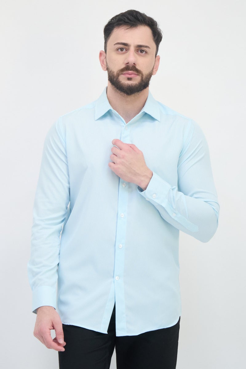 Scotch & Soda Men Modern Fit Stripe Long Sleeve Dress Shirt, Multicolor - Image 1