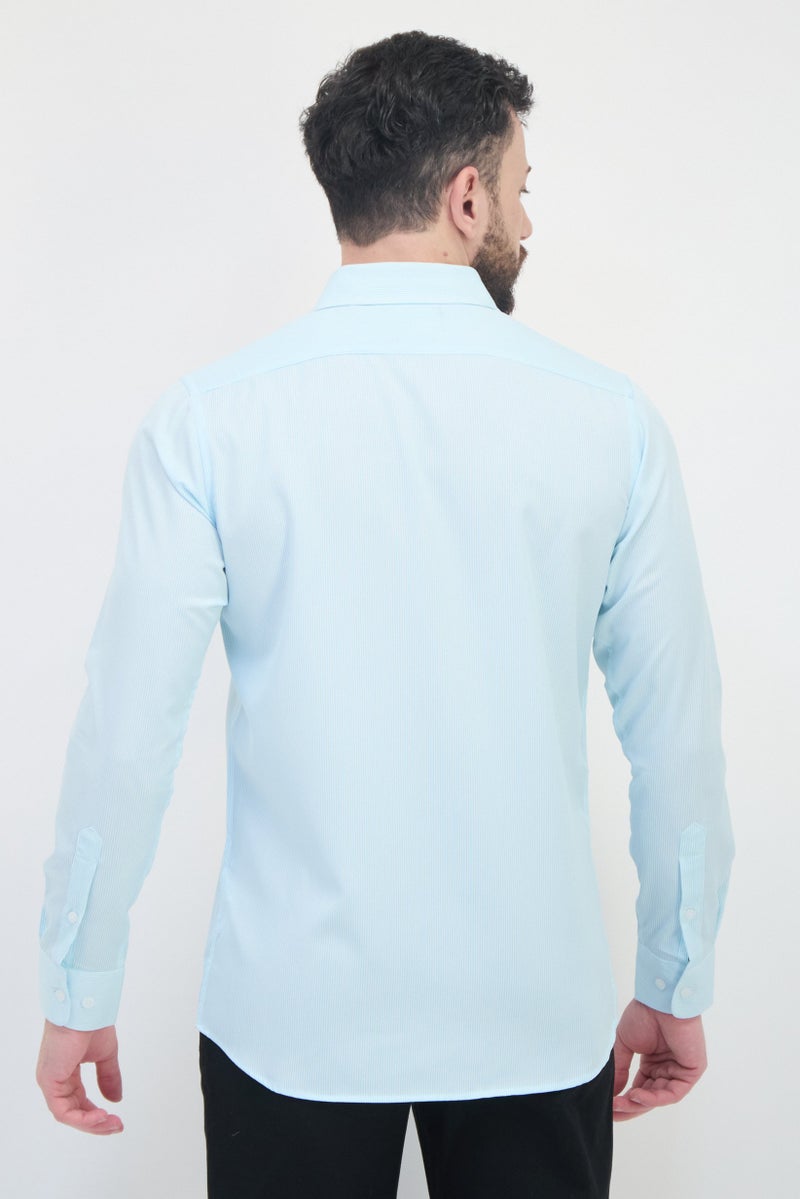 Scotch & Soda Men Modern Fit Stripe Long Sleeve Dress Shirt, Multicolor - Image 3