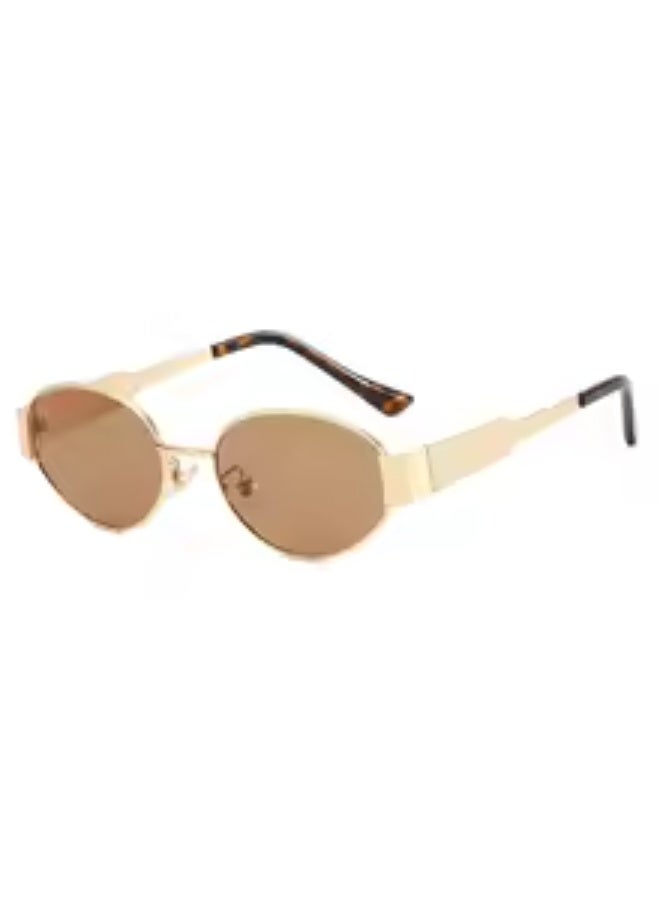 POLITE Gold Oval Shape Eyewear Sunglasses for Women - Image 2