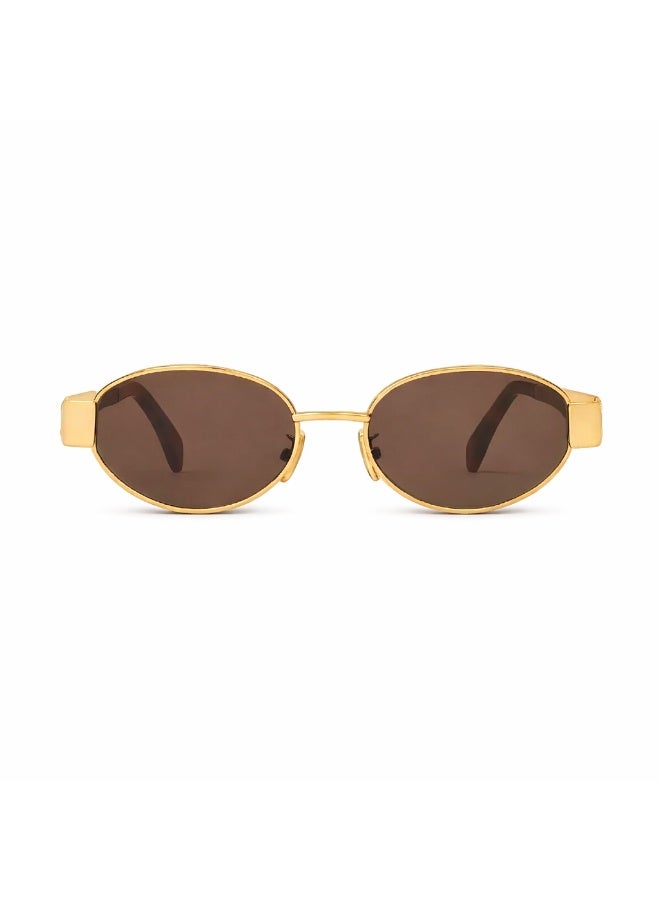 POLITE Gold Oval Shape Eyewear Sunglasses for Women - Image 1