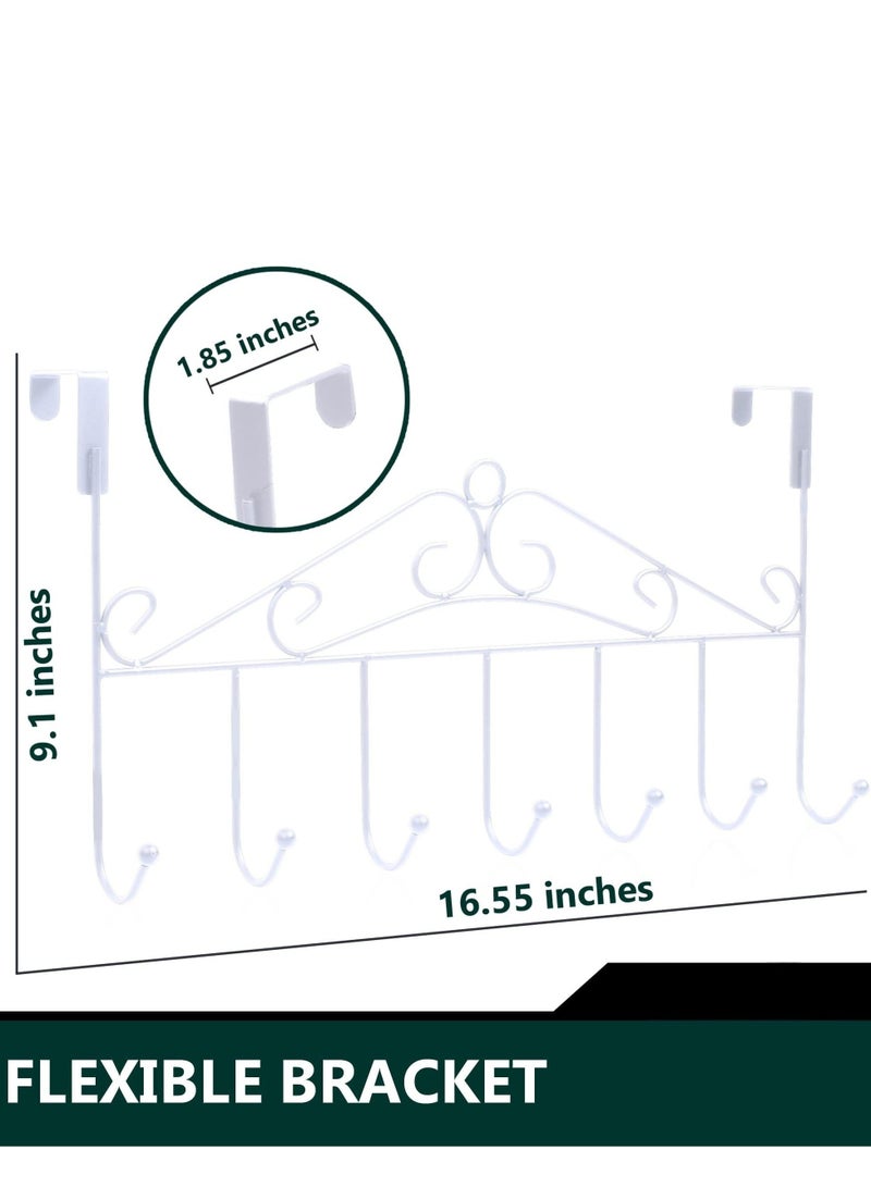Over The Door Hooks Over The Door Towel Rack with 7 Coat Hooks for Hats Coats Towels Jackets Bags on Back of Bathroom Bedroom Closet Doors  - Image 3
