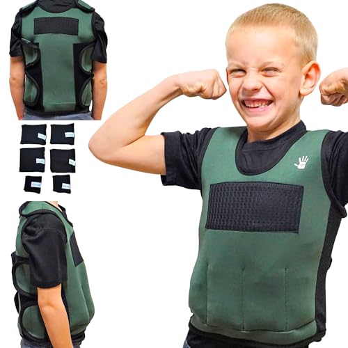 Sensory4u Weighted Vest for Kids - Adjustable Compression Vest, Medium (Ages 5-9), 6 Removable Weights, Breathable Snug Fit - Image 1