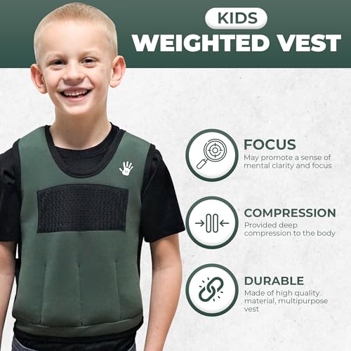 Sensory4u Weighted Vest for Kids - Adjustable Compression Vest, Medium (Ages 5-9), 6 Removable Weights, Breathable Snug Fit - Image 4