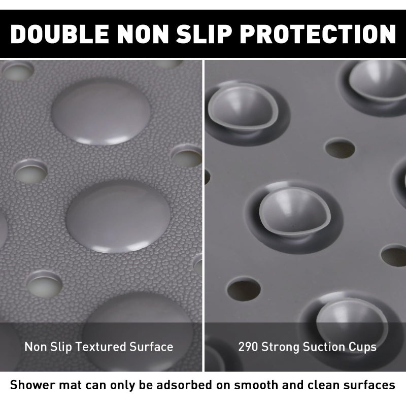 Mofonky Shower Mat Non Slip: 35.4 x 23.6 Inch Extra Large TPE Shower Mats for Inside Shower - Anti Slip Shower Stall Matt with Drain Hole and Suction Cups for Elderly - Image 4