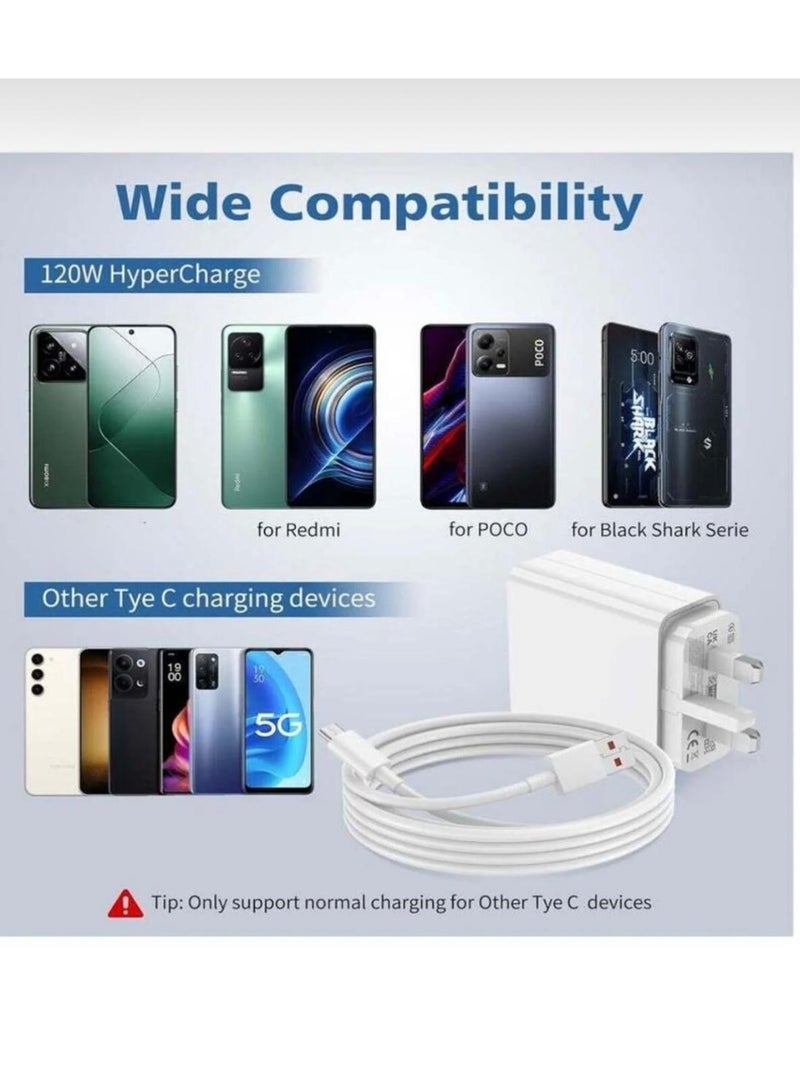 شاحن Mi الأصلي توربو بقوة 120 واط، محول سريع مع كابل USB من النوع C بطول 1 متر (النوع A) - المملكة المتحدة - Image 4