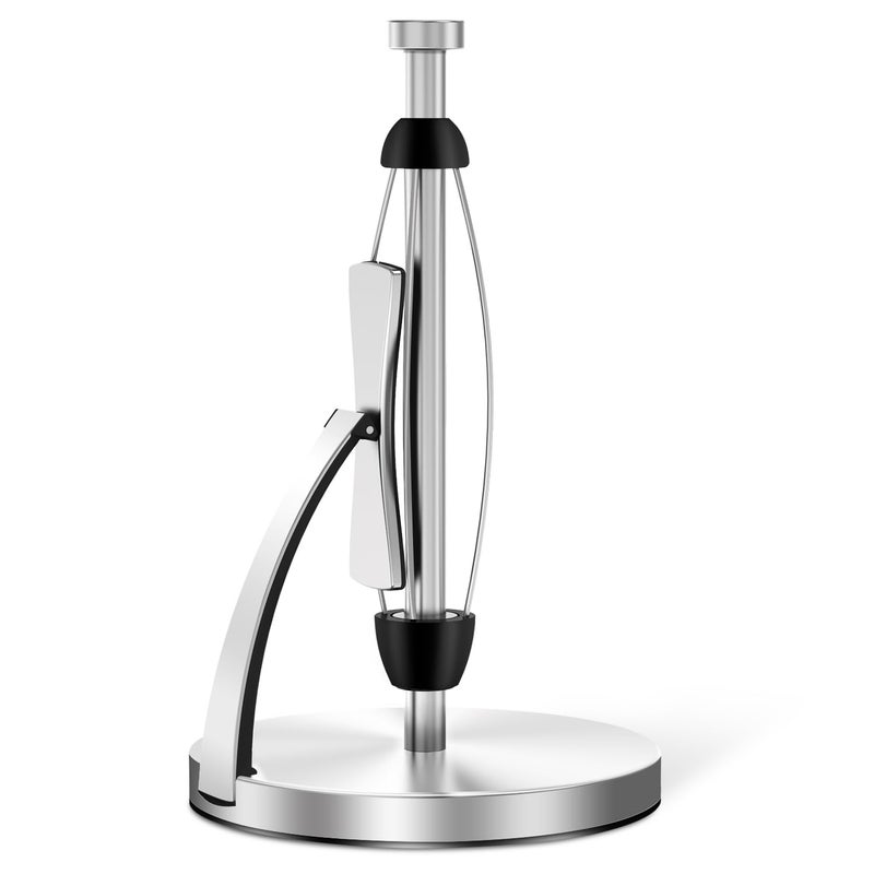 VEHHE VEHHE Paper Towel Holder, Simply Tear Paper Towel Holder Countertop with Spring Activated Arm and Silent Damping Function, Kitchen Towel Holder Stand with Suction Cups for Kitchen Bathroom  - Image 1