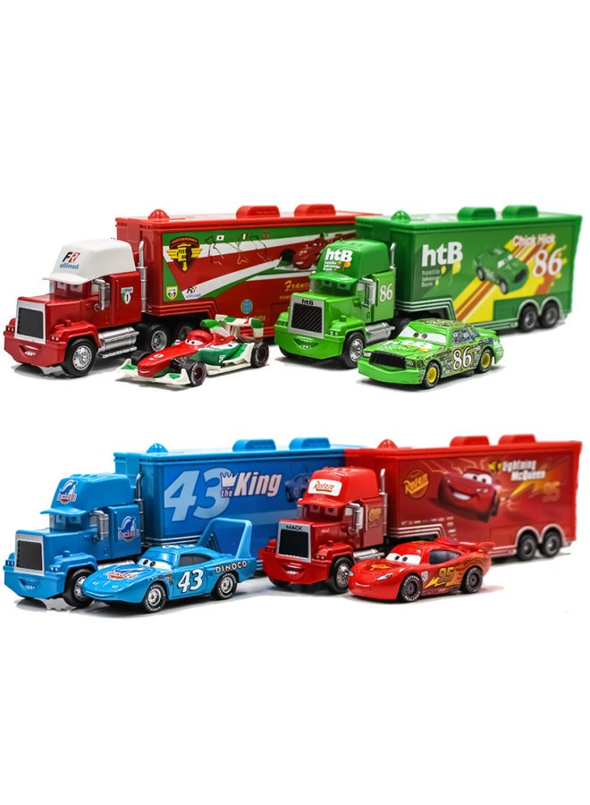 Car Story Uncle Mai Container Truck Racer Suit Alloy Car Toy Children's Model-Color:No. 84 Light Brown Container Truck + No. 84 Small Truck  - Image 3