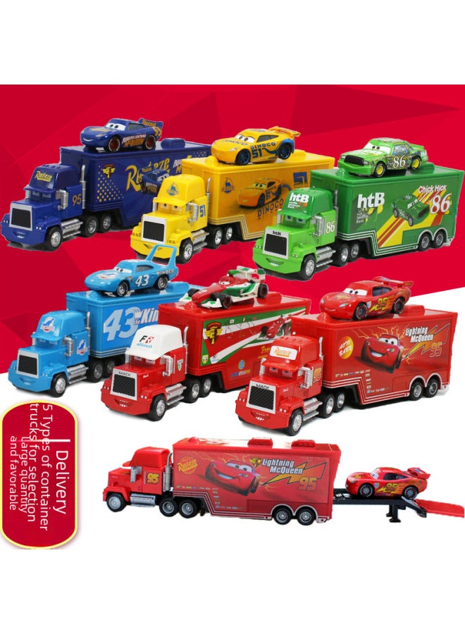 Car Story Uncle Mai Container Truck Racer Suit Alloy Car Toy Children's Model-Color:No. 84 Light Brown Container Truck + No. 84 Small Truck  - Image 2