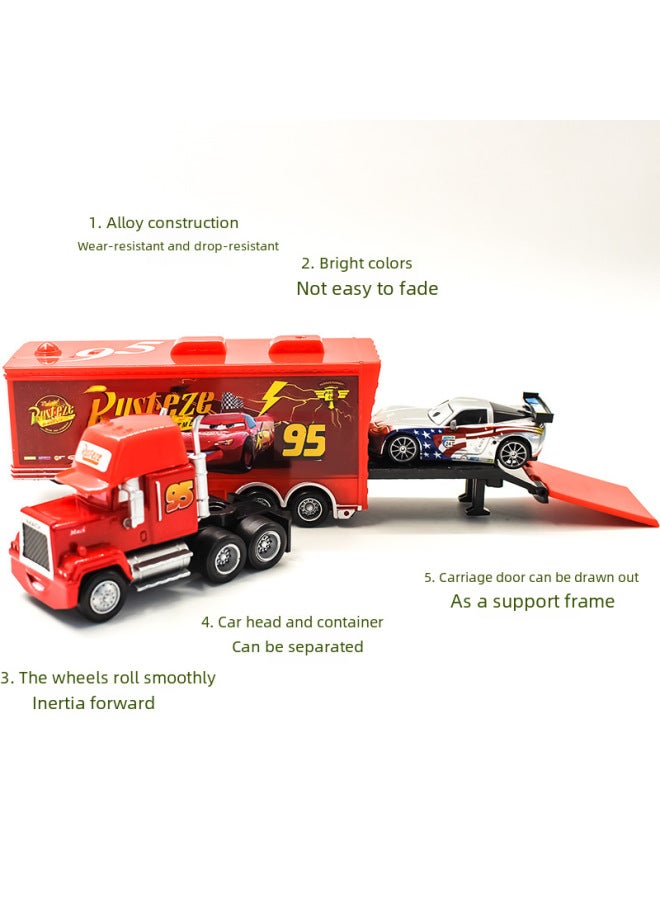 Car Story Uncle Mai Container Truck Racer Suit Alloy Car Toy Children's Model-Color:No. 84 Light Brown Container Truck + No. 84 Small Truck  - Image 5