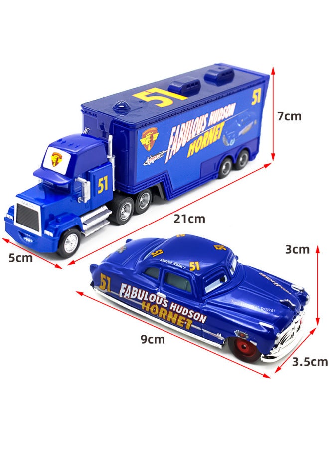 Car Story Uncle Mai Container Truck Racer Suit Alloy Car Toy Children's Model-Color:No. 84 Light Brown Container Truck + No. 84 Small Truck  - Image 4