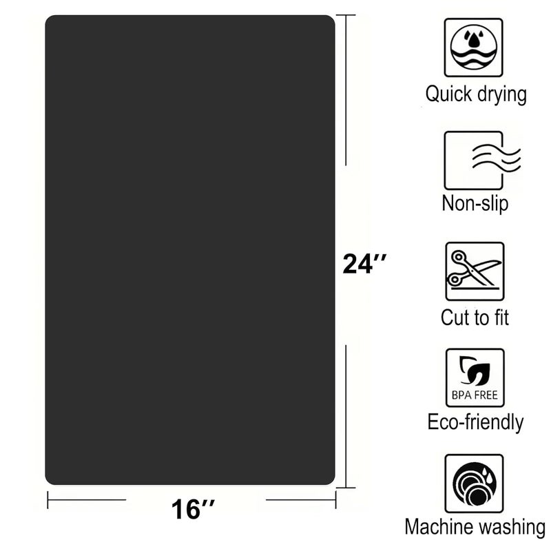 AiBOB Coffee Mat Hide Stain Absorbent Coffee Bar Mats Fit Under Coffee Maker Espresso Machine Rubber Backed Dish Drying Mat for Kitchen Countertops 16x24 Black - Image 2