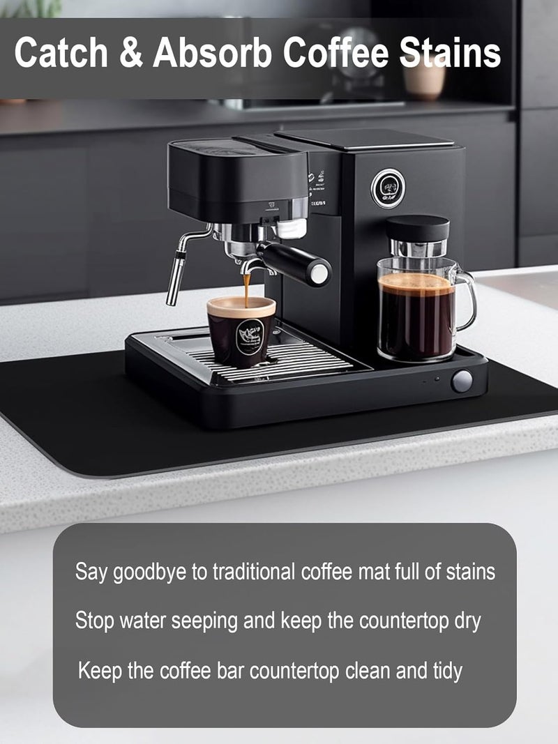 AiBOB Coffee Mat Hide Stain Absorbent Coffee Bar Mats Fit Under Coffee Maker Espresso Machine Rubber Backed Dish Drying Mat for Kitchen Countertops 16x24 Black - Image 4
