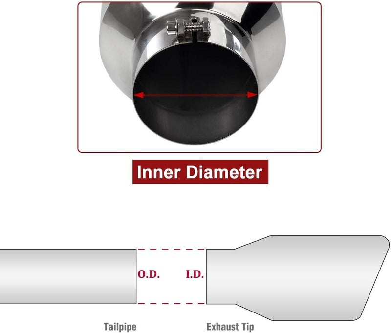 U-Power 4" to 10" Exhaust Tip Mirror Polished 4 Inch Inlet 10 Inch Outlet Exhaust Tailpipe 18" Length Bolt-On 45 Degree Angle Cut Tail Pipe - Image 3