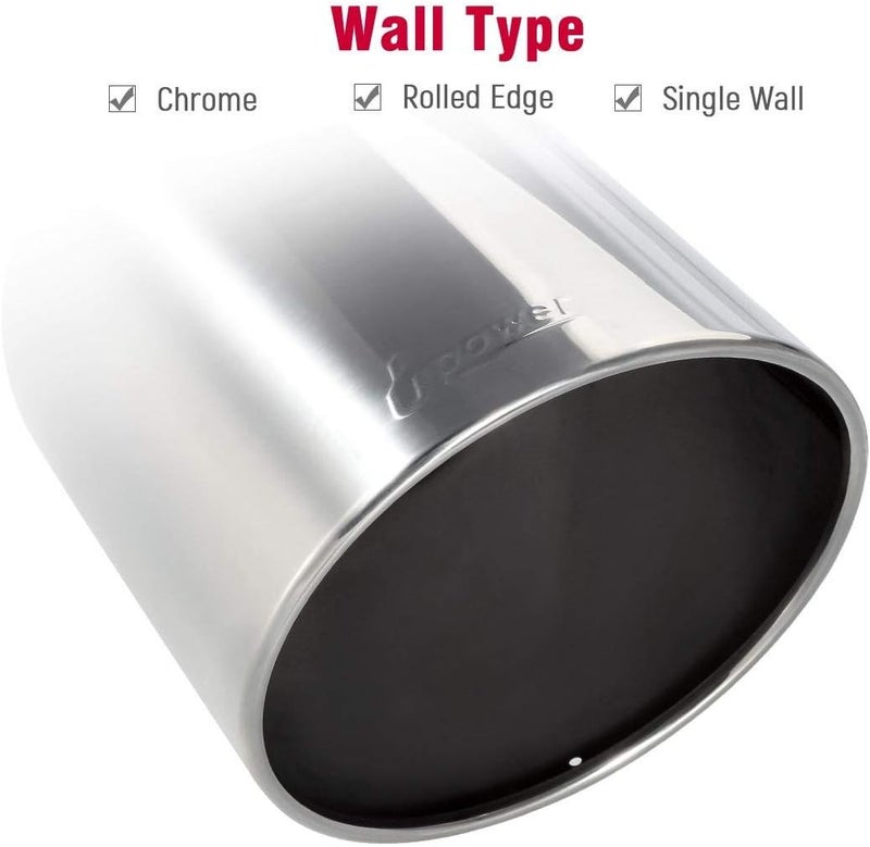 U-Power 4" to 10" Exhaust Tip Mirror Polished 4 Inch Inlet 10 Inch Outlet Exhaust Tailpipe 18" Length Bolt-On 45 Degree Angle Cut Tail Pipe - Image 5