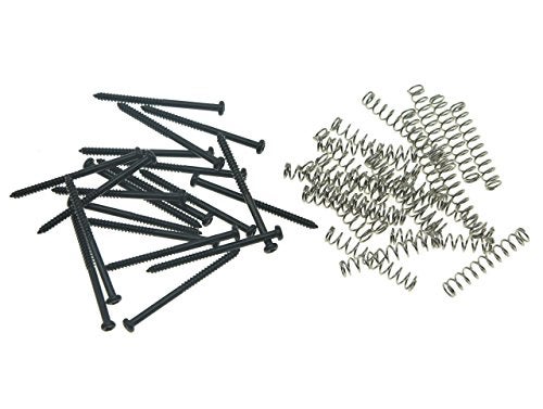 KAISH Pack of 20 Bass Guitar Mounting Screws and Springs for Precision P or J Bass and P90 Soap Bar Pickups - Black - Image 1
