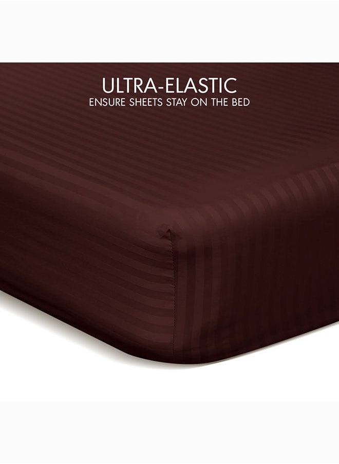 Hotel Linen Klub - Down Alternative Comforter  Set -Ultra Soft Brushed Stripe Microfiber Fabric, 200GSM Soft Fibersheet Filling, Size : King  240 x 260cm  Chocolate - Image 1