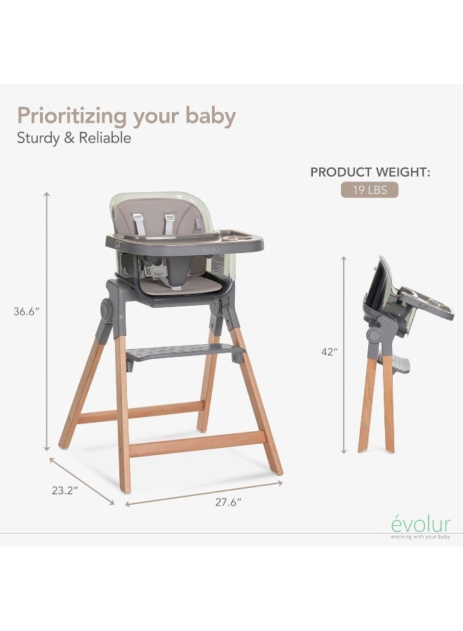 Evolur TinyThrone 2in1 Highchair in Fossil Gray - Image 3