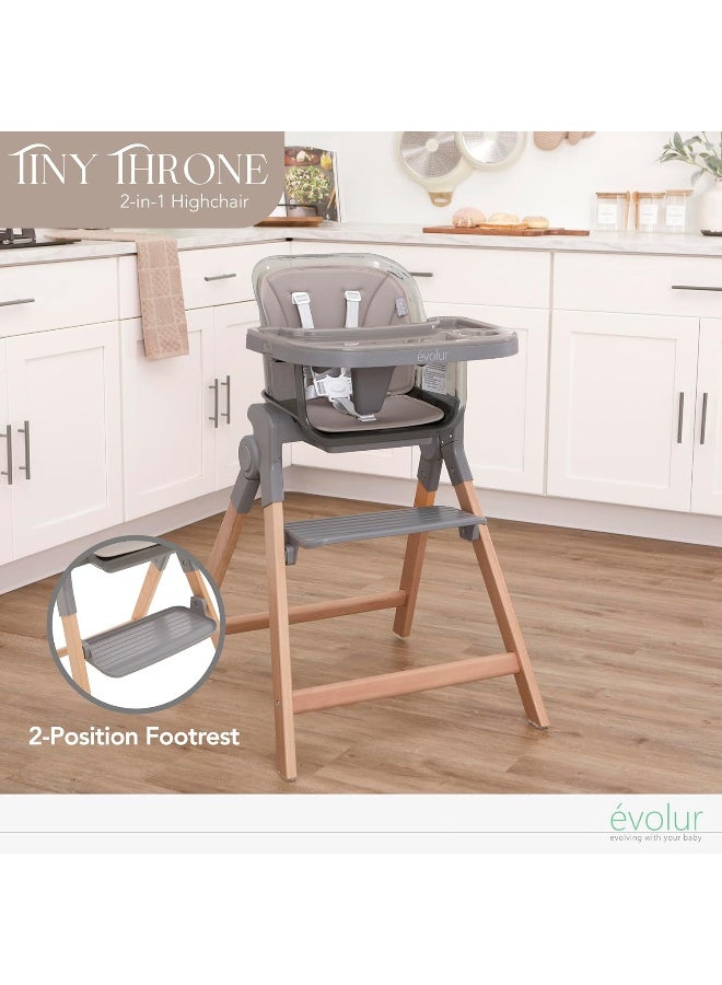 Evolur TinyThrone 2in1 Highchair in Fossil Gray - Image 2